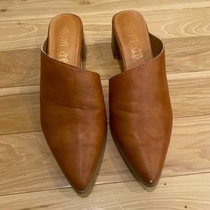 MiiM brown leather heeled mule, size 8.5